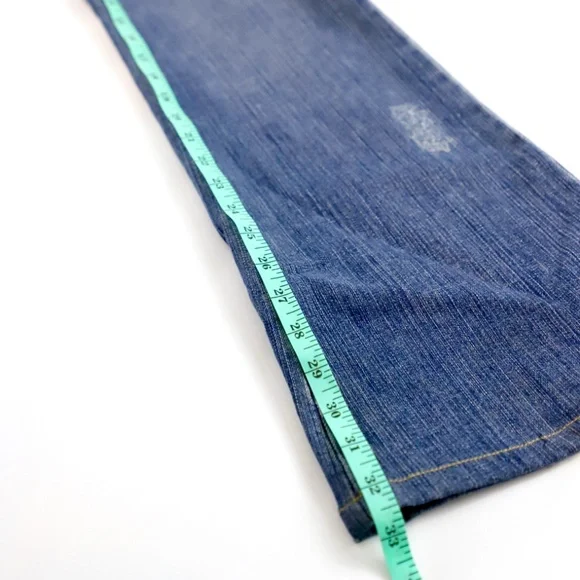 Elie Tahari Blue Boot Cut Jeans with Silver Floral Embroidery - Picture 7 of 8